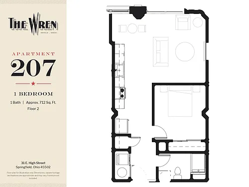 Floor plan WREN-207-1BED-H