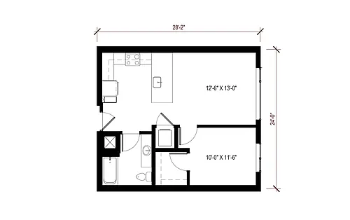 Floor plan 1 Bedroom - A2