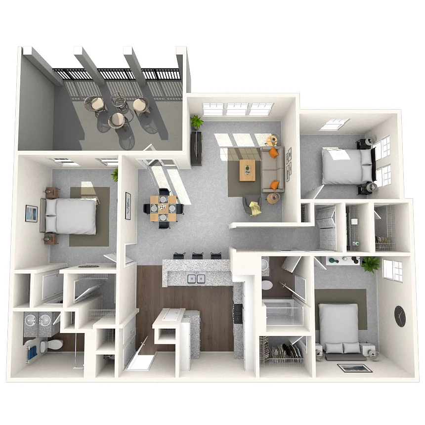 Floor plan Traditional 3x2 1407-1458 SF