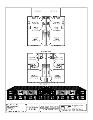 Floor plan 2BR-2BA C Townhome