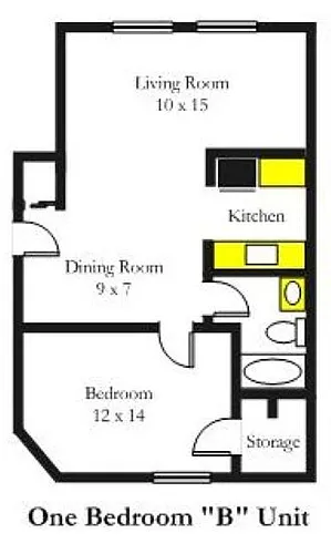 Floor plan 1BR - B Unit