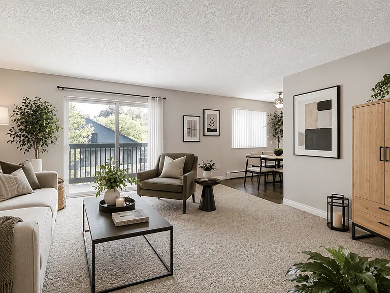 A Standard Living Room at Greentree Village Apartments