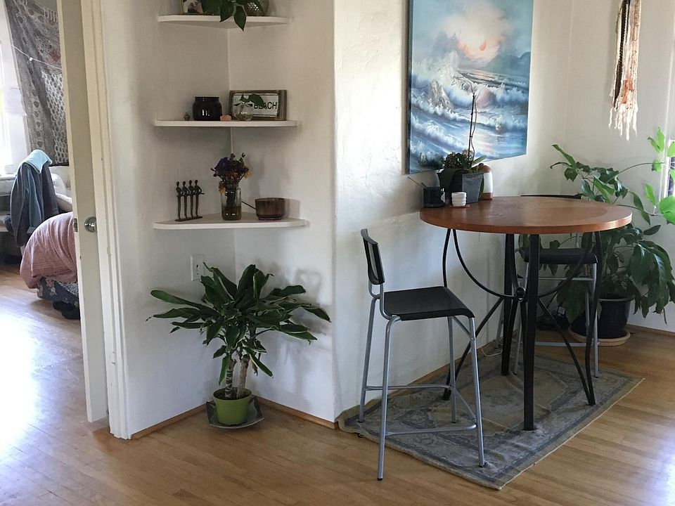 Dining area looks out to the veranda.
