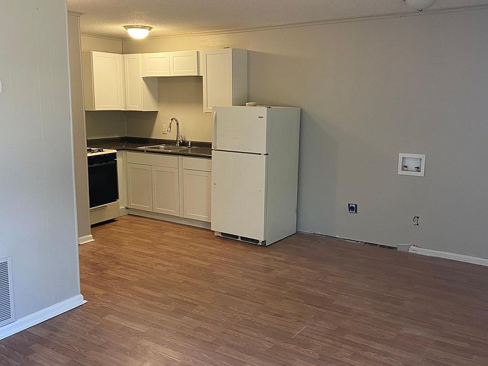 Newly renovated kitchen flowing into living room