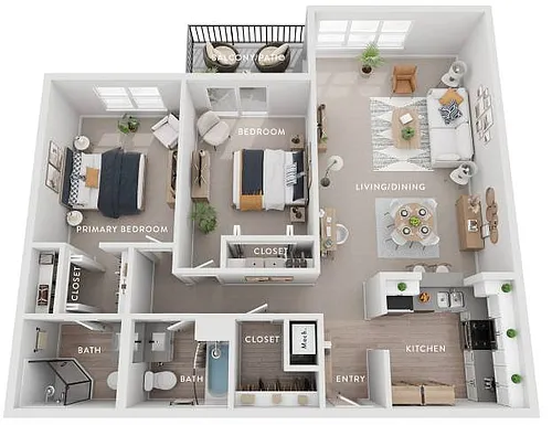 Floor plan Evergreen (Cs) 2 Bedroom Apartment