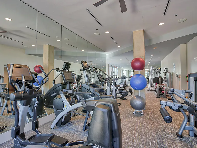 Flexible spaces for workouts and wellness routines.