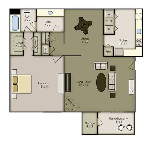 Floor plan 1 Bedroom Renovated