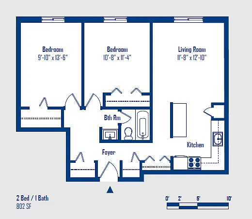 Floor plan Pennsylvania: 2 Bed 1 Bath
