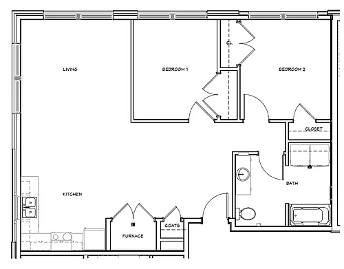 Floor plan 2 Bed 1 Bath