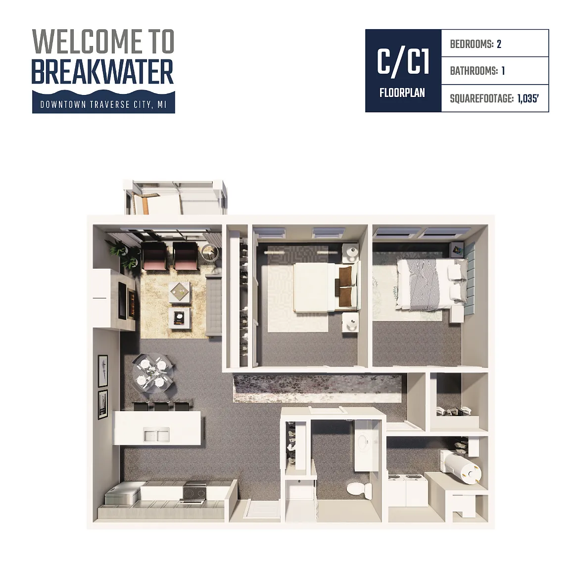 Floor plan 2BD/1BA