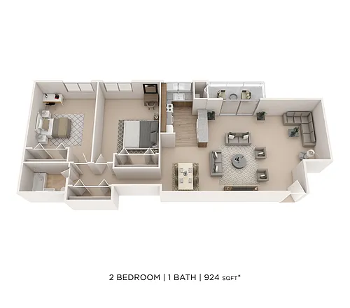 Floor plan Two Bedroom - 924 sqft
