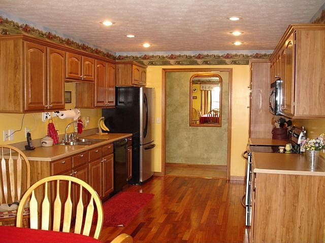 Hickory cabinets and wood floors