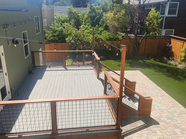 Backyard and deck overview without sunshade
