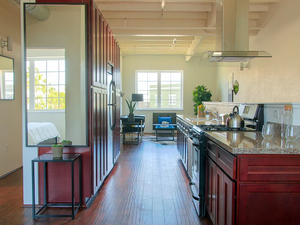 Cabinets to store all your items - GE appliances - GAS STOVE - Fridge and dishwasher with Oven Range Hood