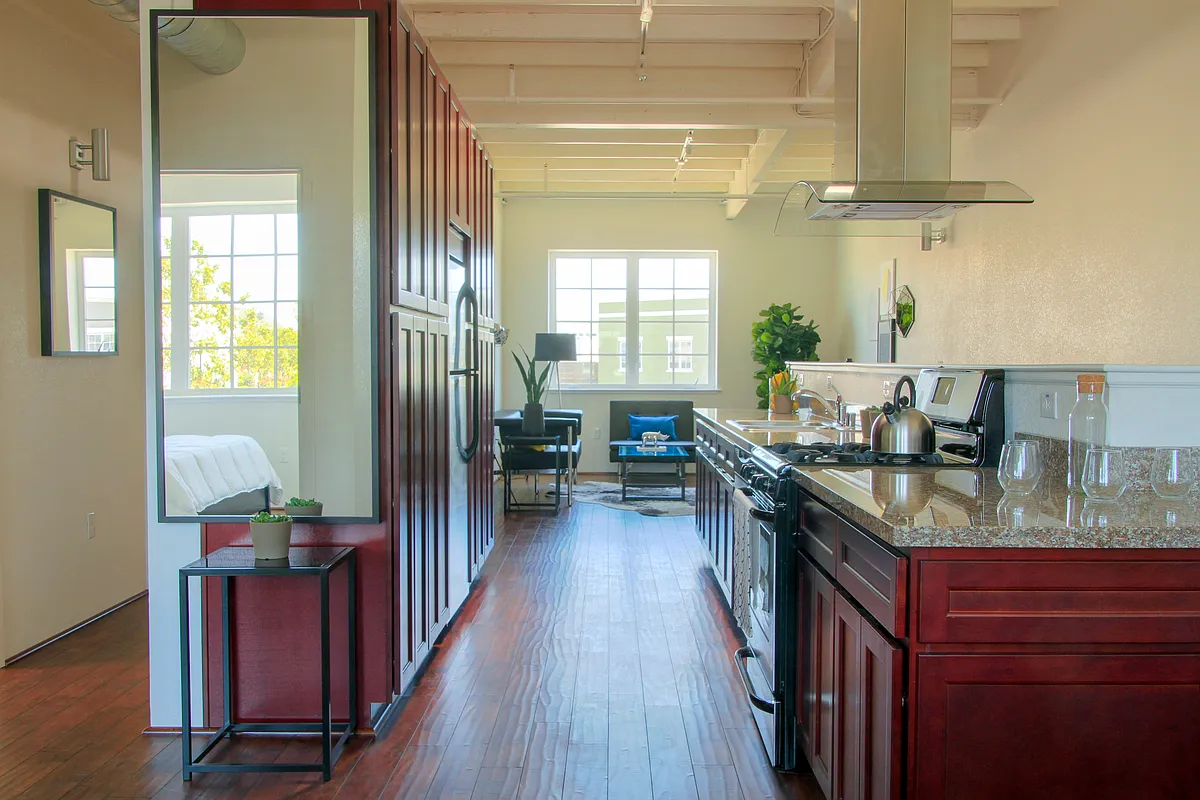 Cabinets to store all your items - GE appliances - GAS STOVE - Fridge and dishwasher with Oven Range Hood - 941 S Marina Way