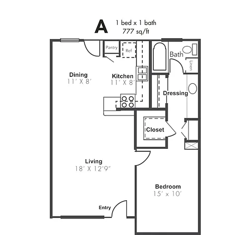 Floor plan 1x1A