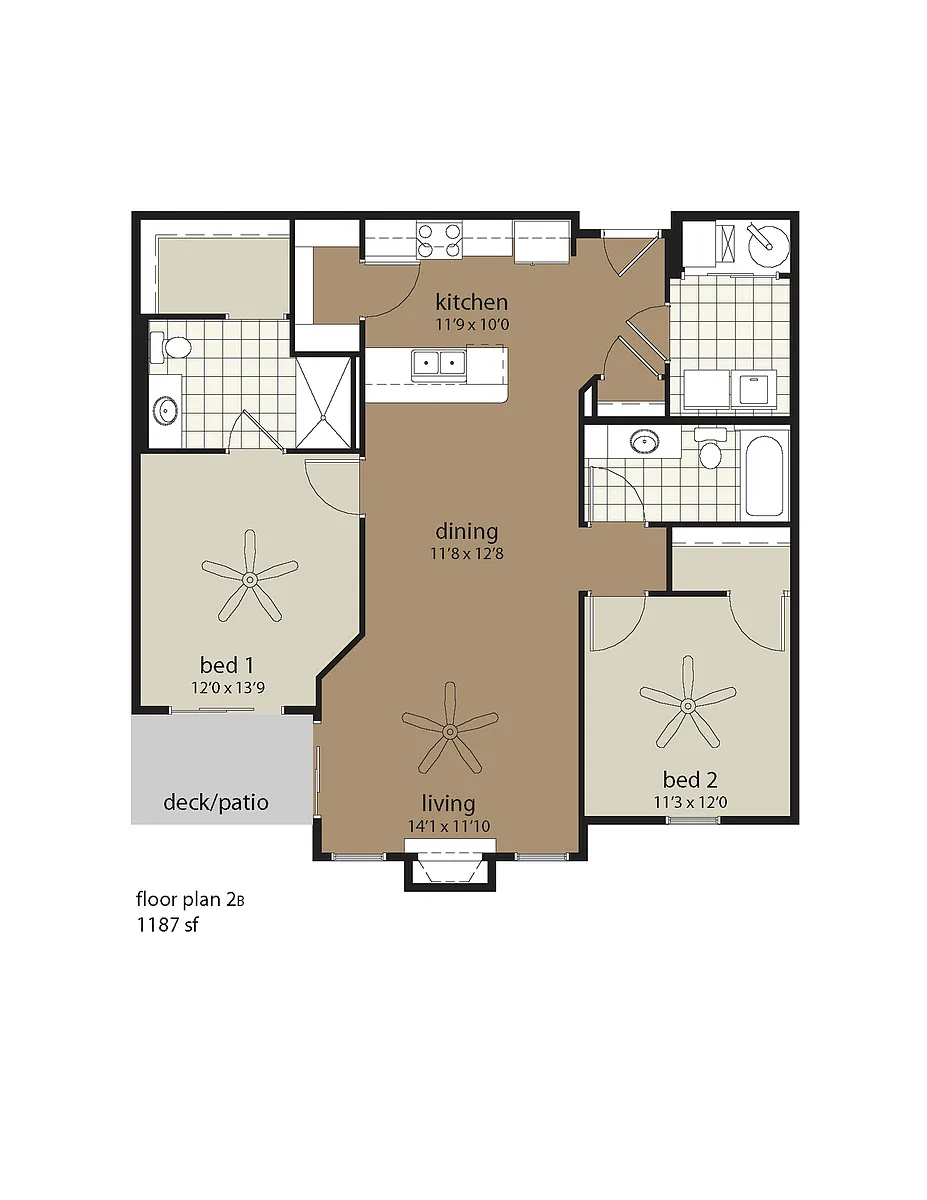 Floor plan 2A 1187 sf