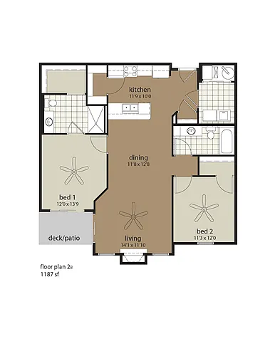Floor plan 2A 1187 sf