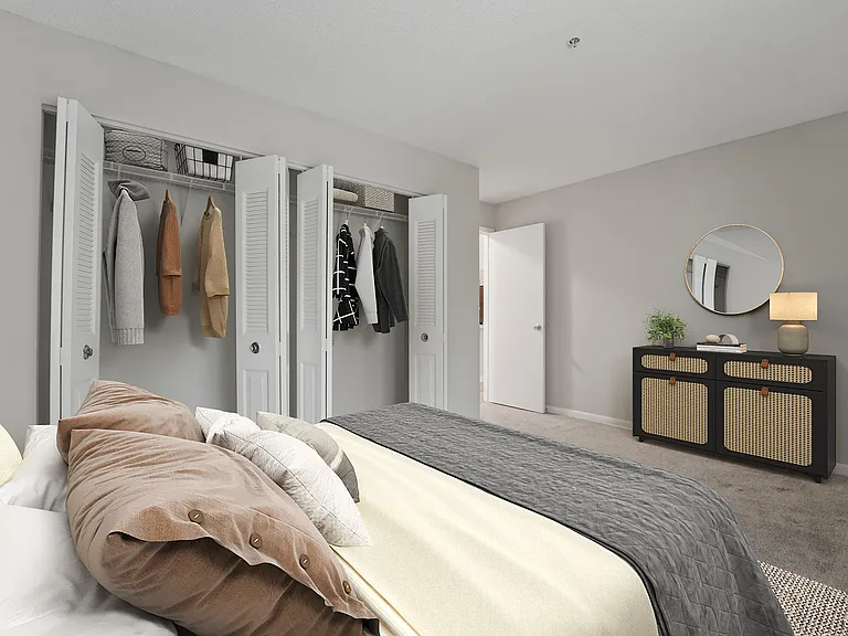 Step into elegance at Eagle Rock Apartments at Abingdon. This spacious bedroom features a modern aesthetic, ample storage, and cozy design elements, making it the perfect retreat. See for yourself and schedule a tour today!