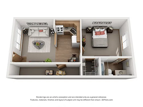 Floor plan One Bedroom Large (Top Floor)