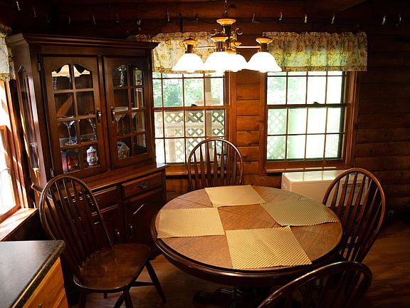 Dining table, glassware storage, kerosene heater