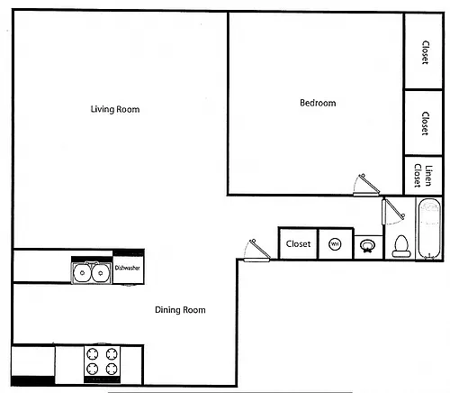 Floor plan One Bedroom One Bath
