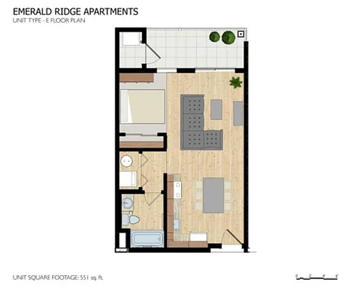 Floor plan Unit Type E- Studio Floor plan