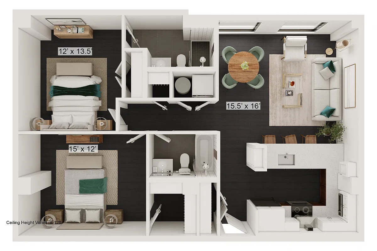 Floor plan Speakeasy - 2 Bed, 2 Bath