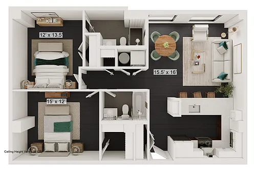 Floor plan Speakeasy - 2 Bed, 2 Bath
