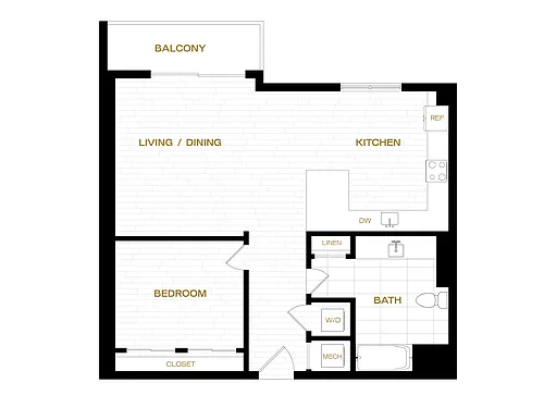 Floor plan 1 Bed/1 Bath-A13