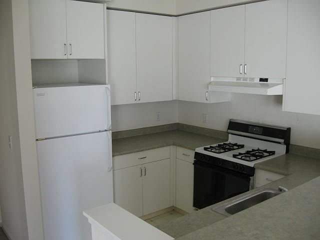 kitchen with gas range, fridge, DW,