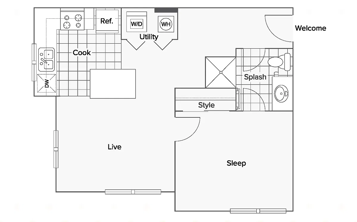 Floor plan 1 Bed 1 Bath