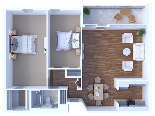 Floor plan 2 Bedroom/1 Bathroom-830-938