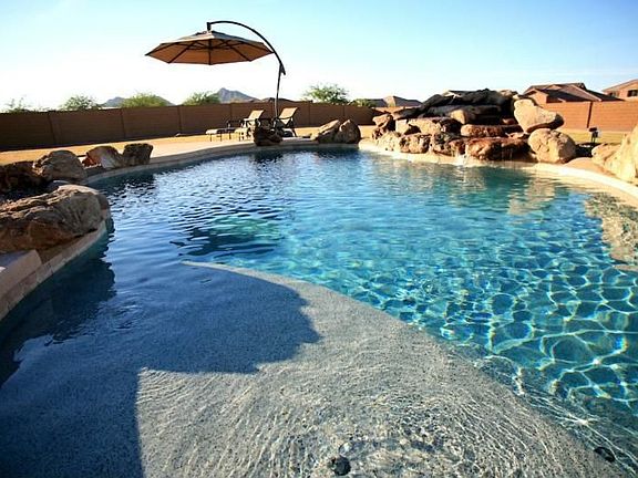 Pebbletec with waterfall