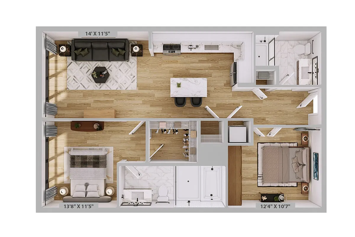 Floor plan B71 - Jr Two Bedroom