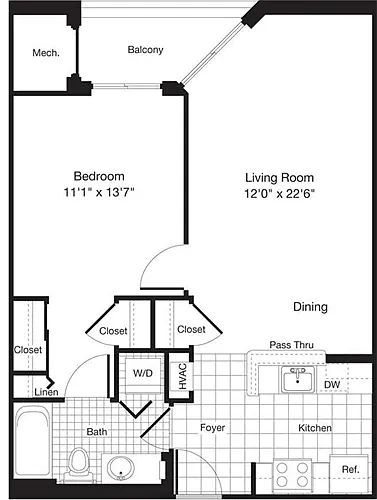 Floor plan 1 Bedroom J