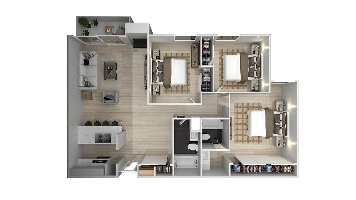 Floor plan Three bedroom Two baths