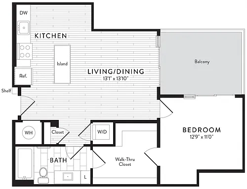 Floor plan A5 - 1 Bed_1 Bath