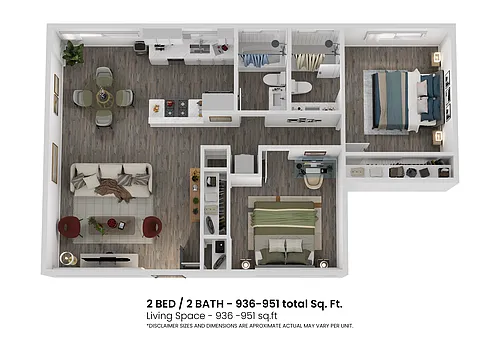 Floor plan 2 Bed 2 Bath
