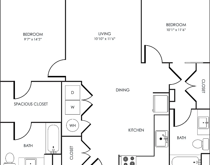 2 Bedroom 22C Floorplan Diagram