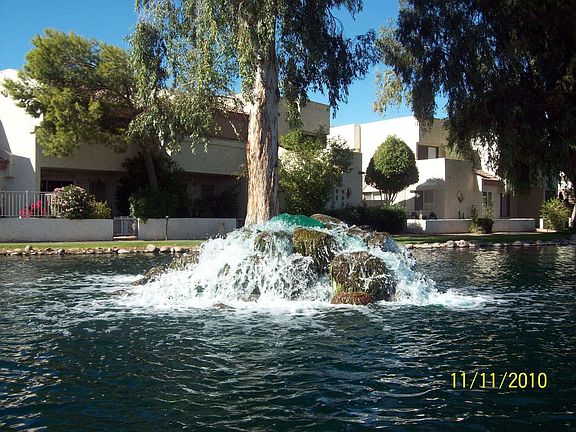 Fountain outside bedroom
