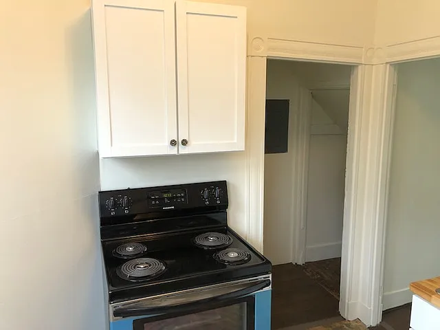 Kitchen Stove With View of Small Pantry Area