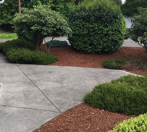 Patio area off front sidewalk. 