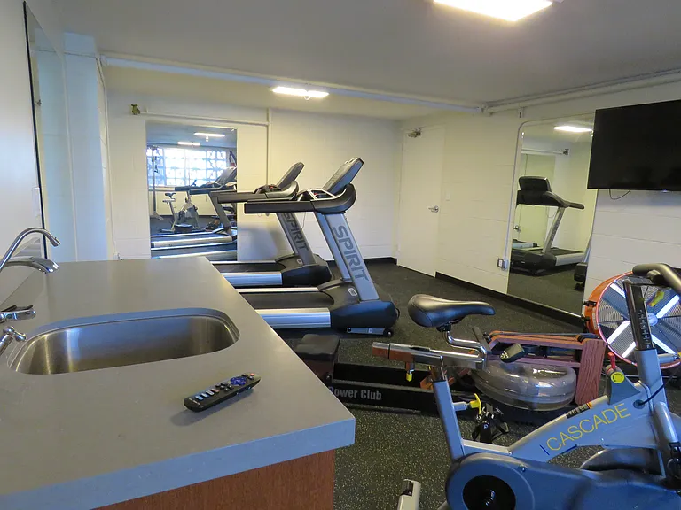 On site Gym. Universals, Spin Bike, Water Rower, Treadmills.