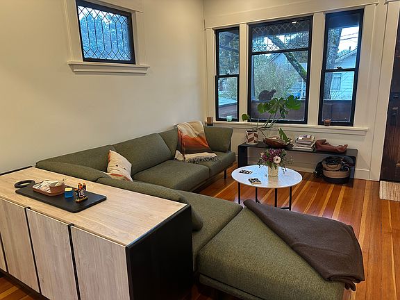 Living room, view of front porch.
