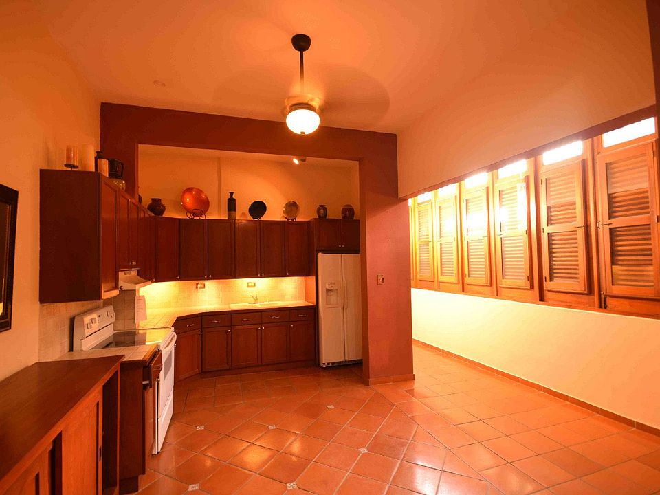 Kitchen with shutters closed