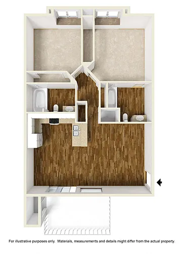 Floor plan 2 Bedrooms, 2 Bathrooms Plan D