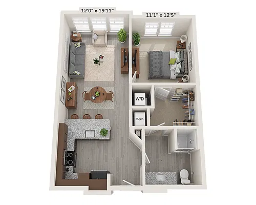 Floor plan One Bedroom A1F