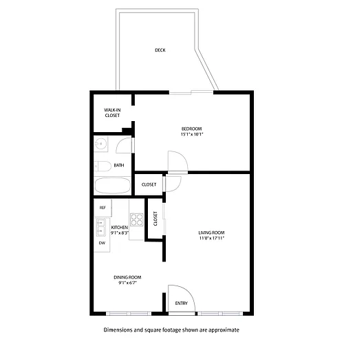 Floor plan 1 Bedroom / 1 Bath