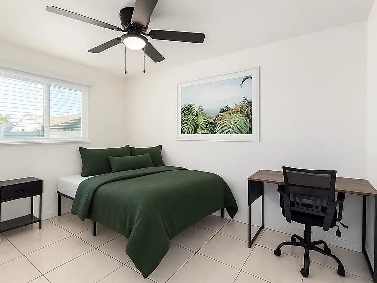 Cozy Bedroom 3 with a Window Bringing in Natural Light, a private Workspace and Nightstand!